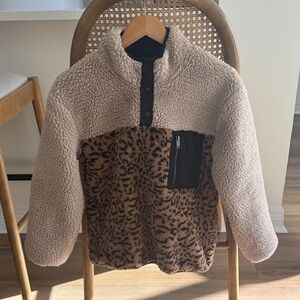Rails leopard shearling fleece pullover small